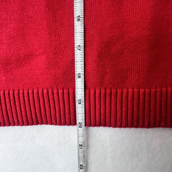 Berek Christmas Mrs. Claus Sweater Fur Cowl Neck Red Ivory Pullover Sequin XL - Picture 15 of 15